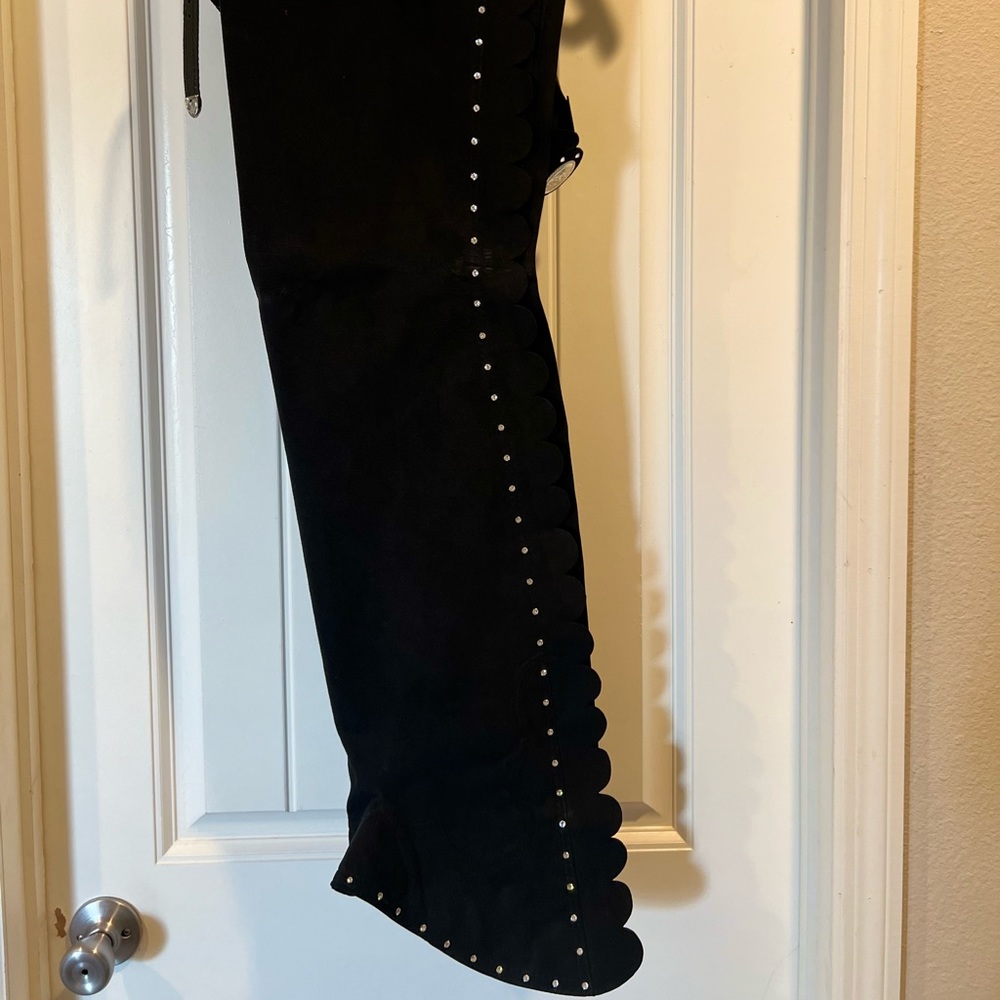 Black leather suede Rhinestone Chaps